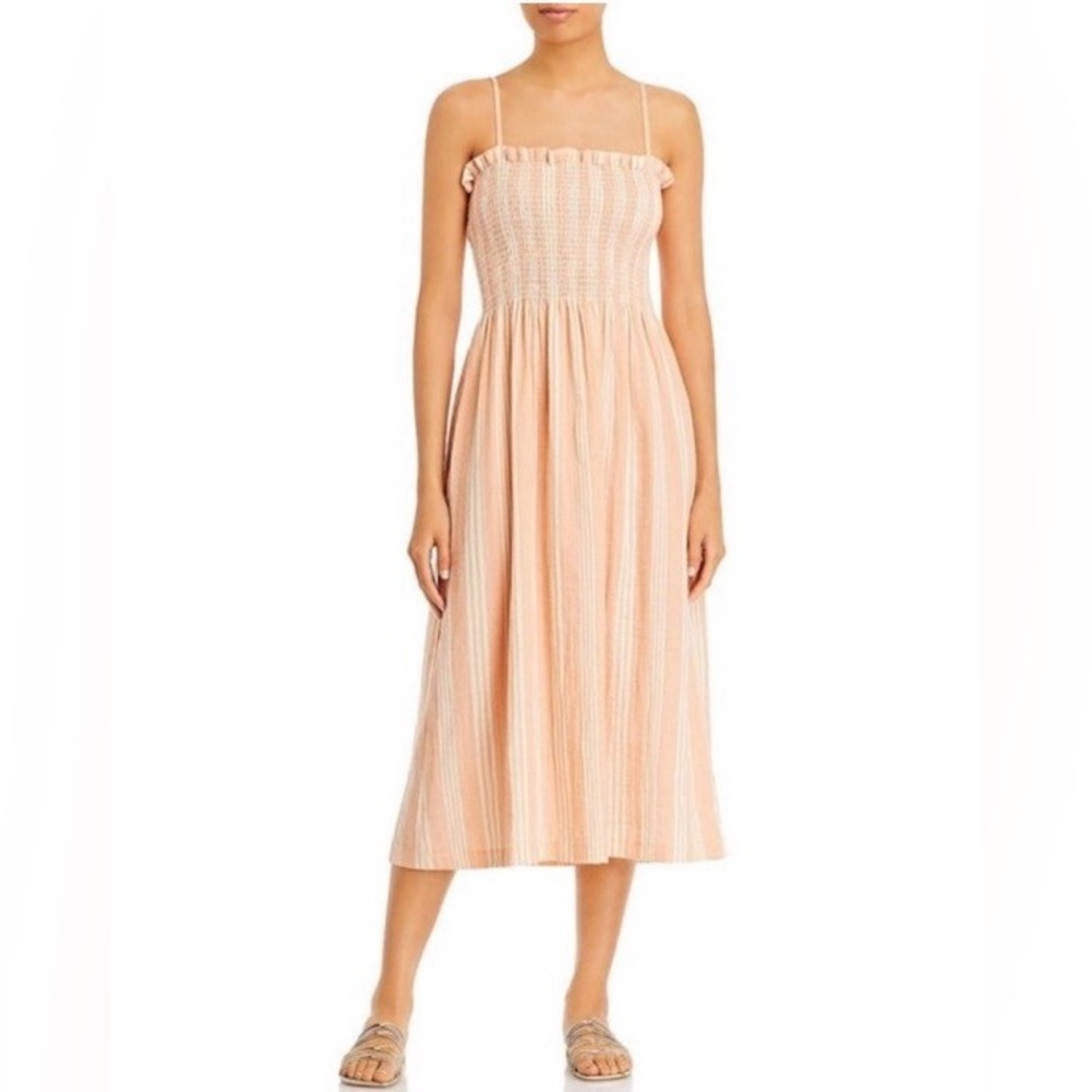 Faherty Lakeview Stripe Smocked Midi Dress